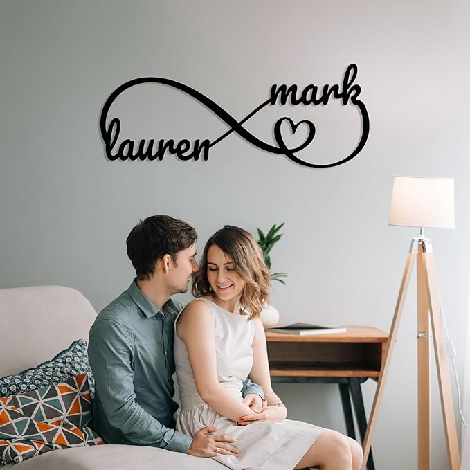 Personalized Valentines Metal Wall Sign, Custom Infinity Heart Love Couple Name - Image 3