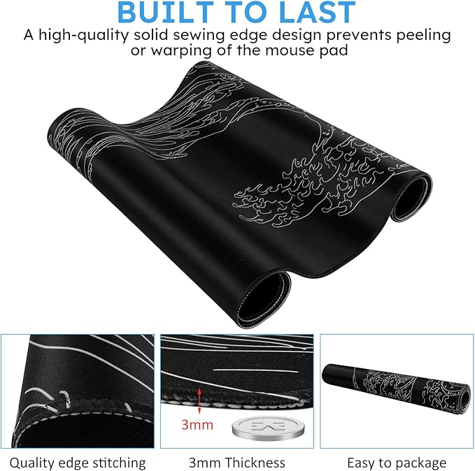 iCasso Mousepad, Gaming Mouse Pad, XXL Large Desk Mat, Big Rubber Base Mouse Mat - Image 3