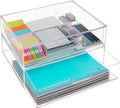 STORi STAX Plastic Stackable Organizer Drawers Clear | 12.5" Wide | Set by STORi