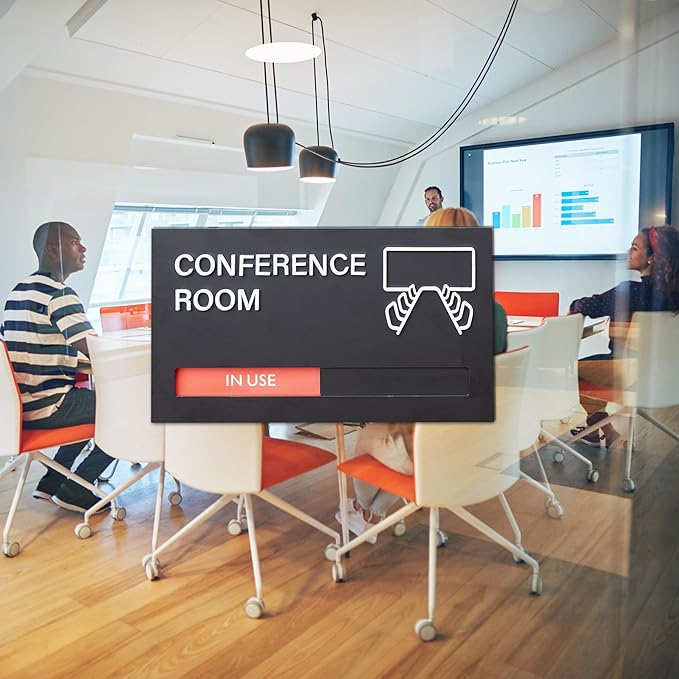 Office Door Signs for Conference Room, Meeting In Progress Door Sign, In Use - Image 7
