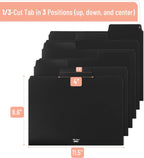 Mr. Pen- Black File Folders Letter Size, 6 Pack | 1/3 Cut Tab & Expandable Design, 24 pcs of Labels, File Folders Black