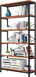 Himimi 6 Tier Industrial Bookshelf, Vintage Standing Storage Shelf, Display by Himimi