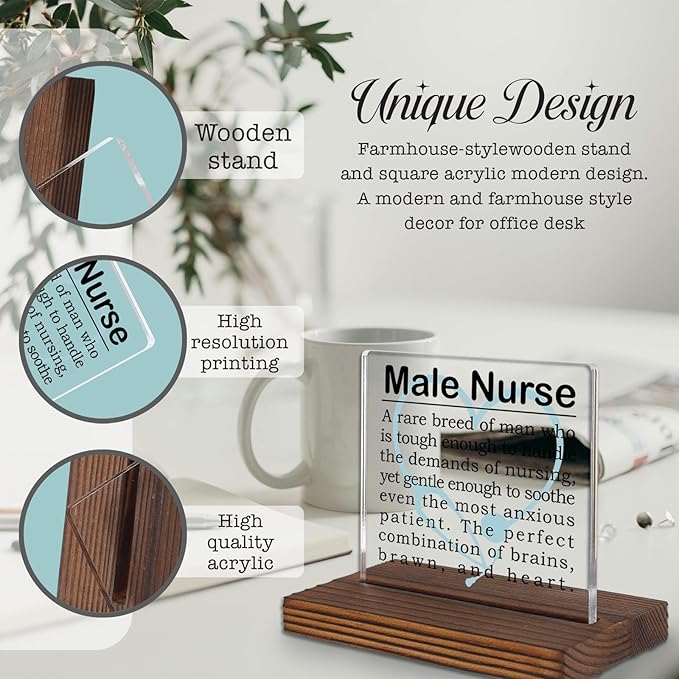 Male Nurse Gifts, Appreciation Desk Sign - Image 3