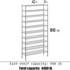 Regal Altair 14" Deep x 42" Wide x 86" Height Wire Shelving Kit | 10-Tier | NSF - Image 3