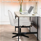 PUKAMI Criss Cross Legged Office Desk Chair No Wheels, PU Leather Modern Swivel - Image 7
