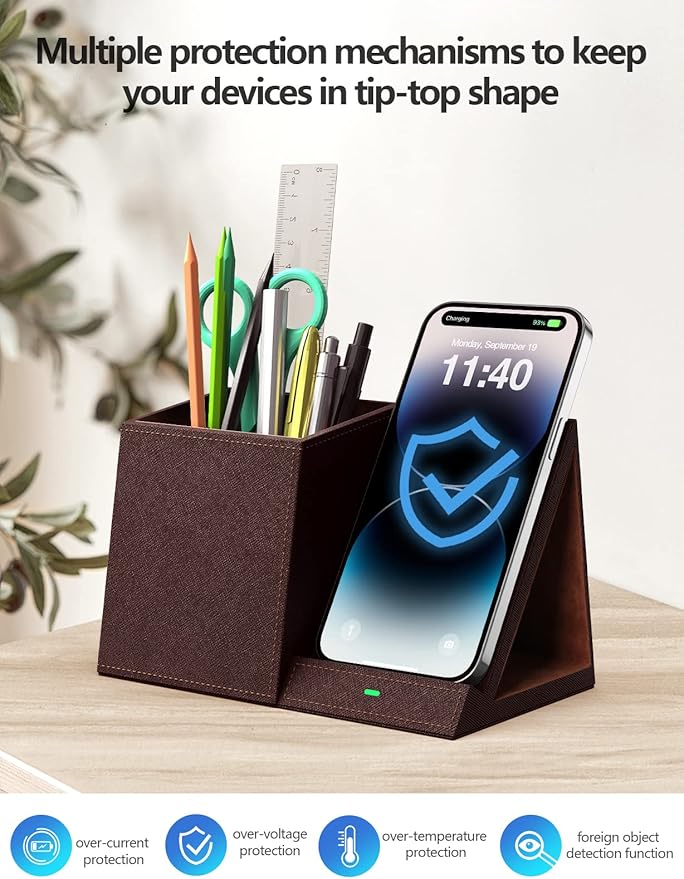Pen Holder with Wireless Charger, Compatible with iPhone 17/16/15/14/13/12/11/8 - Image 7