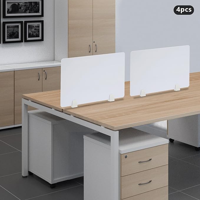 4 Pcs Desk Divider Privacy Panel, 23.6”L X15.8”W Frosted Acrylic Desk Privacy - Image 4