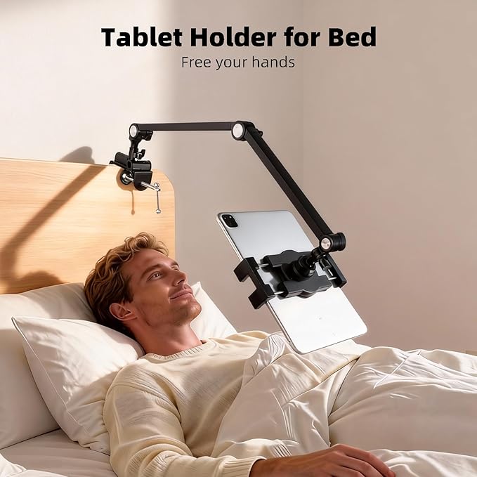 ZUZUXI iPad Desk Mount, Adjustable Foldable Tablet Aluminum Arm, 360° Rotation - Image 3
