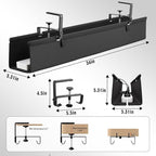 Desk Cable Management Tray, Fabric Cable Organizer, No Drill Large Clamp/Screw - Image 2