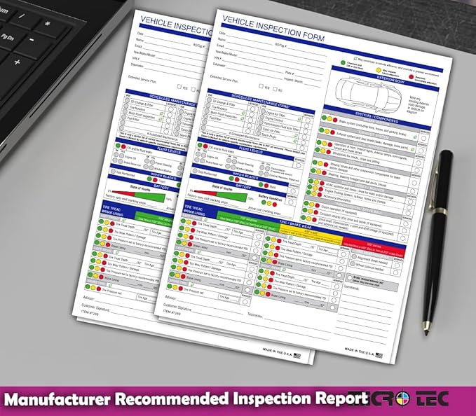 Multi-Point Inspection Form for Vehicles – 2-Part Carbonless Vehicle Checklist - Image 4