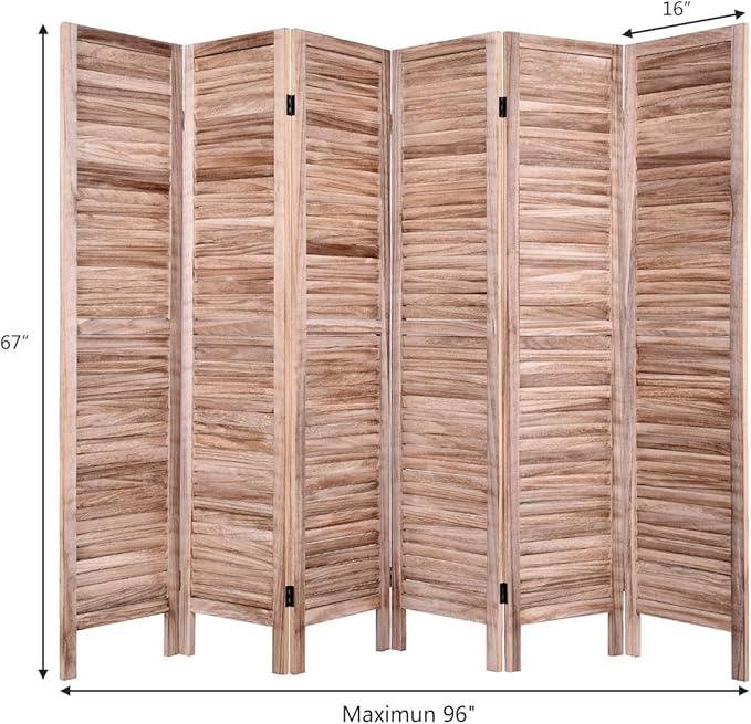 Giantex 6 Panel Wood Room Divider, 5.6 Ft Tall Folding Freestanding Partition - Image 5
