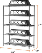 SINGAYE 5 Adjustable Heavy Duty Garage Shelving Wire Shelves Metal Standing - Image 3