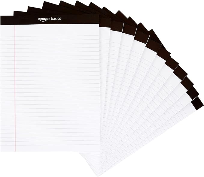 Amazon Basics Wide Ruled Lined Writing Note Pads, 8.5 inch x 11.75 inch by AmazonBasics