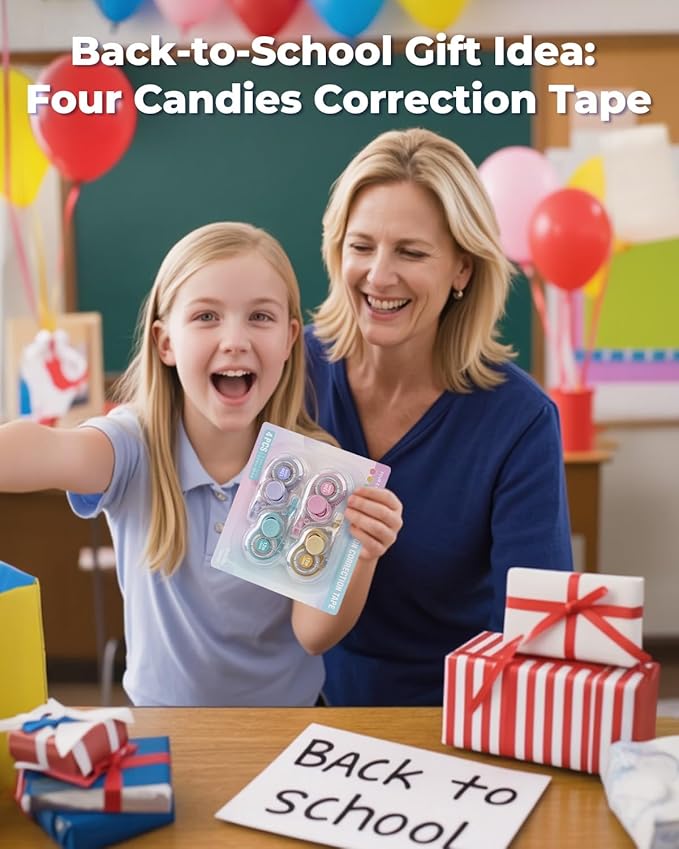 Four Candies White Correction Tape, 39.4 Feet, 4 Pack Easy to Use Applicator - Image 8