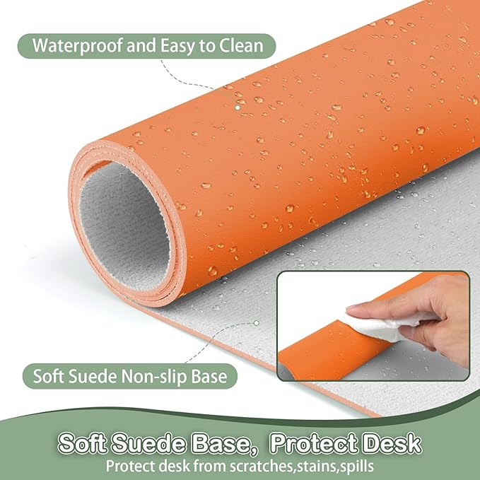 Boutilon Leather Desk Pad Protector, Non-Slip Mouse Pad, Laptop Desk Pad - Image 4