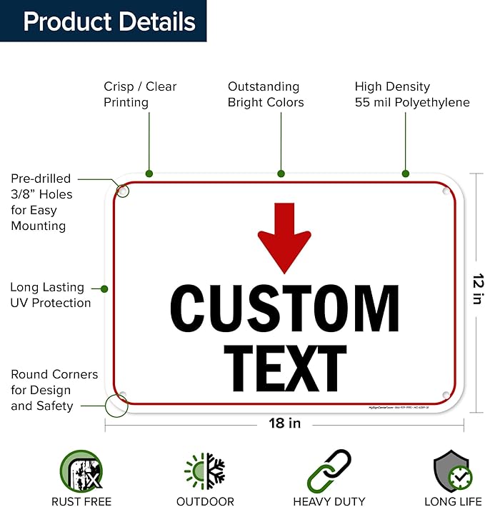 Custom Arrow, Custom Directional Sign, Down Arrow, 12x18 Inches, 55 mil thick - Image 6