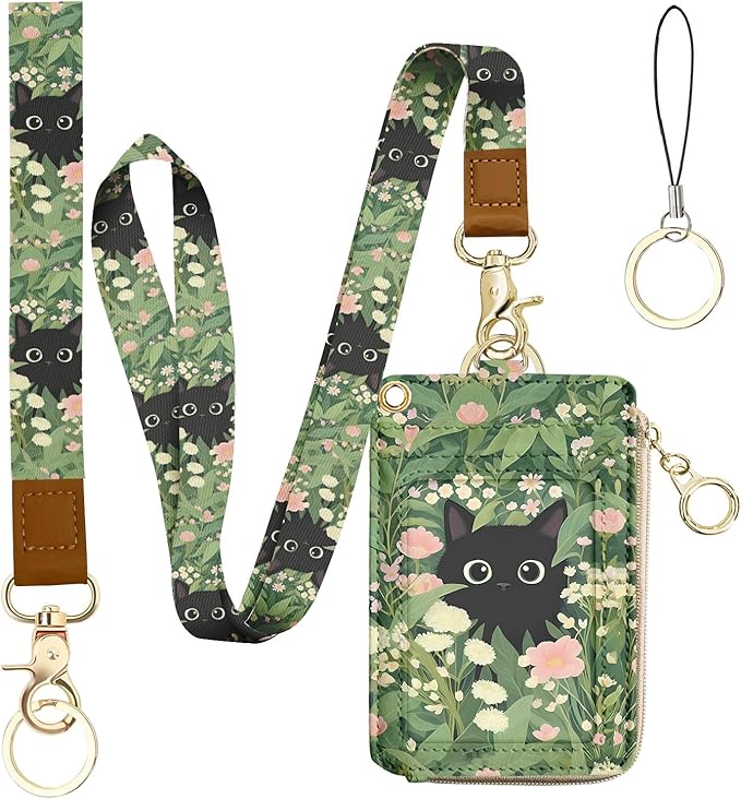 bolimoss Black Cat Lanyard Wallet by BOLIMOSS