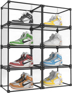 KOKOIN Magnetic Side Open Transparent Plastic Storage Shoe Box Clear Shoe