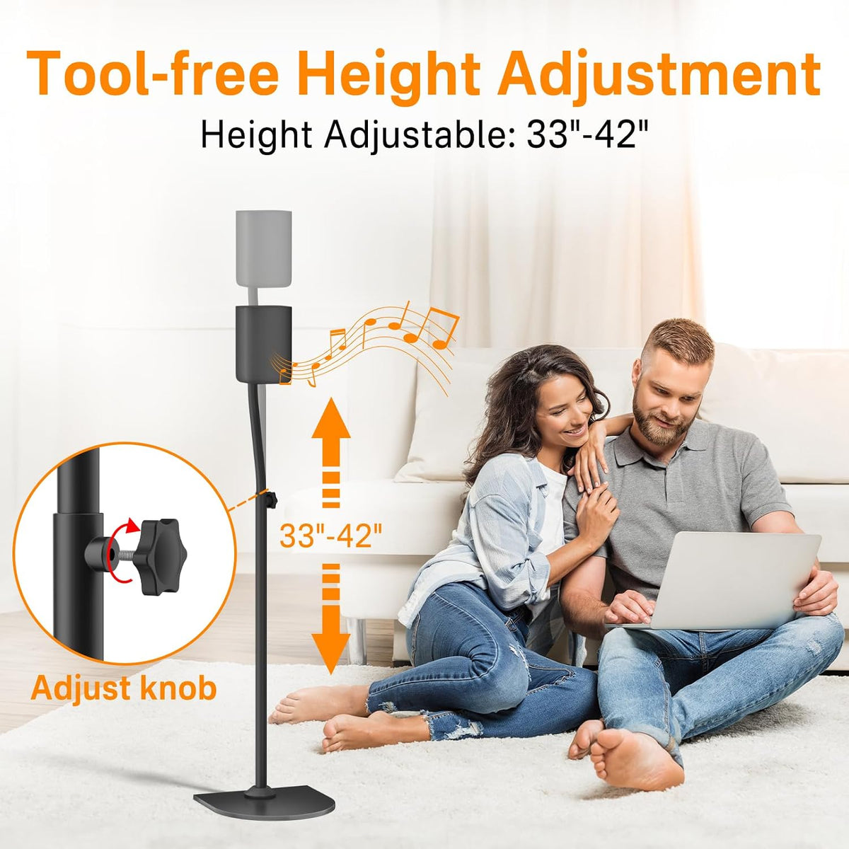 Speaker Stand Pair and Wall Mounts for Rear Speakers WR Keyhole&Thread Hole