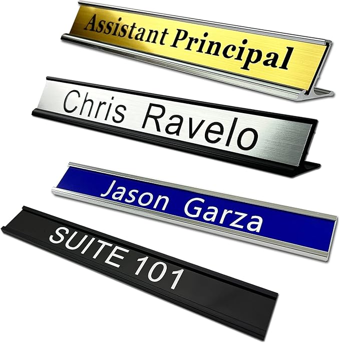 Personalized Name Plate With Wall Or Desk Holder Customized Engraving Sign 1x8 by Icomecn