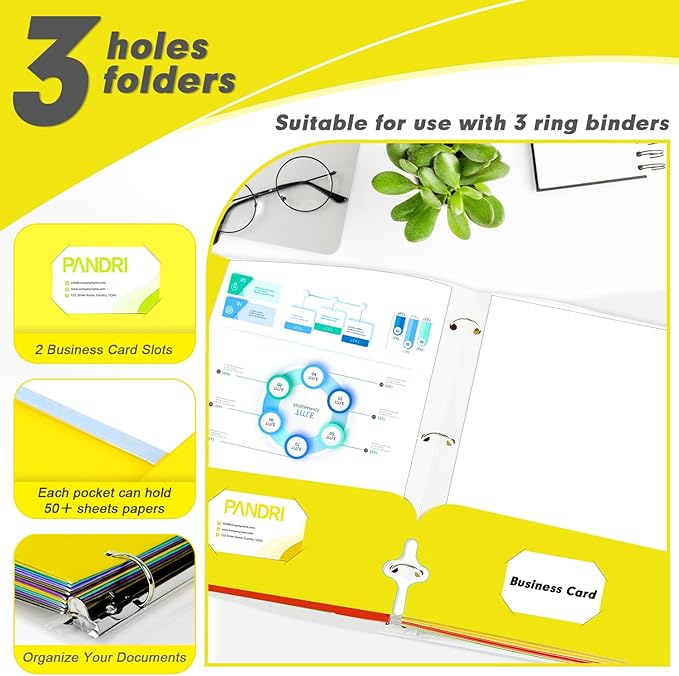 Two Pocket Portfolio Folders, PANDRI 60 Pack 3 Hole Punched 2 Pocket Folders - Image 4