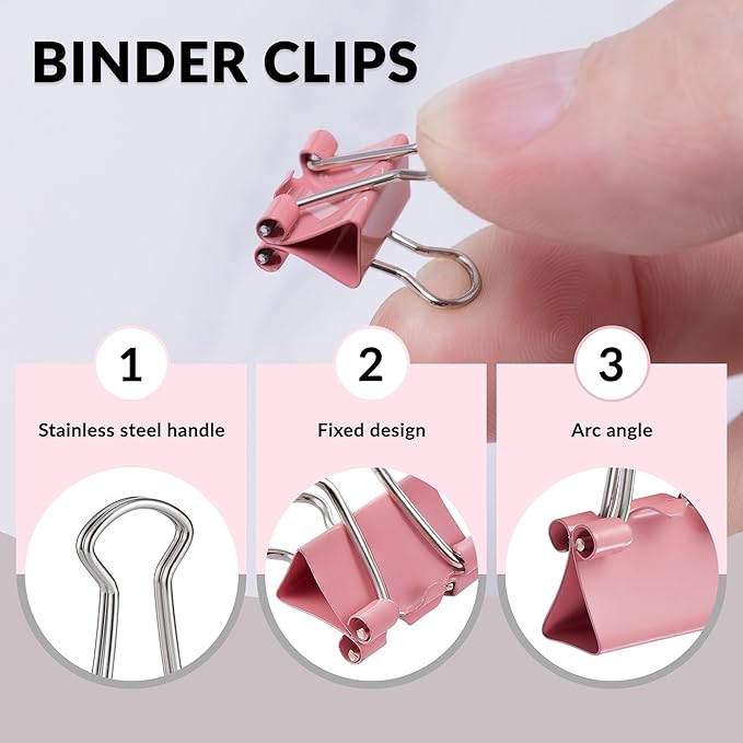 LincOficey 200pcs Paper Clips Binder Clips and Push Pins Set, Mini Clips and - Image 4