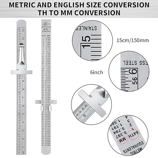2 Pieces 6 Inch 15 cm Pocket Ruler Flexible Precision Stainless Steel Ruler - Image 2