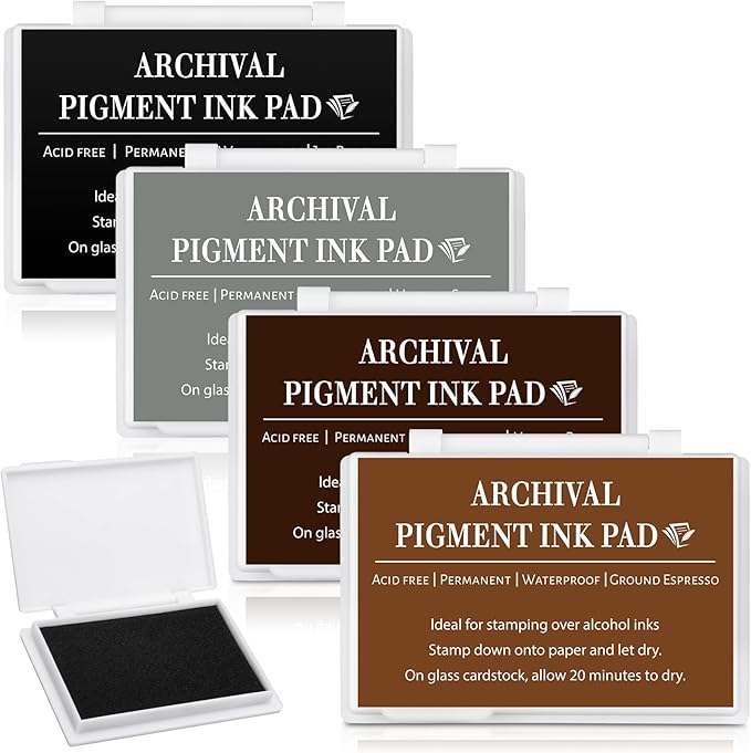 MotiMind 4 Pcs 4 Colors Archival Pigment Waterproof Ink Pad by MotiMind