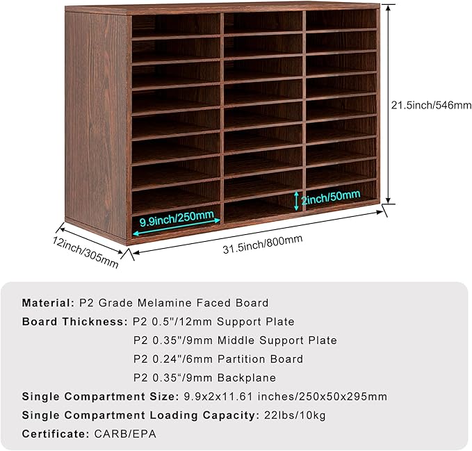 PAG Mail Sorter Organizer, Wood Literature Organizer, Student Mailbox - Image 2