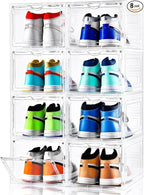 Clemate Upgraded X-Large Shoe Storage Box, 8 Pack, Shoe Box Clear Plastic by Clemate
