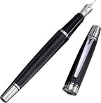 Webson Gill Show Up' Black Luxury Executive Fountain Pen, Woven Lacquer & Chrome by WebsonGill