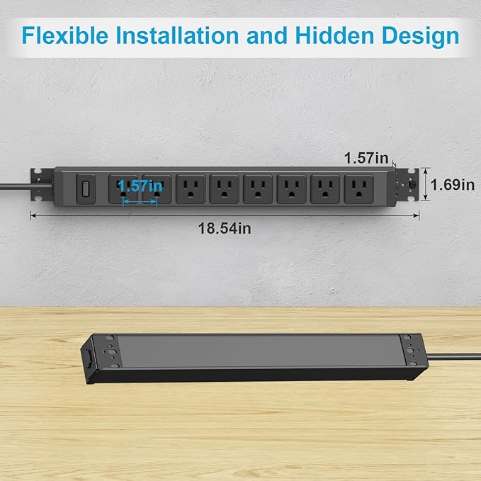 HHSOET Metal 360° Rotating Mountable Power Strip, 8 Outlet Gaming Table Mounted - Image 5