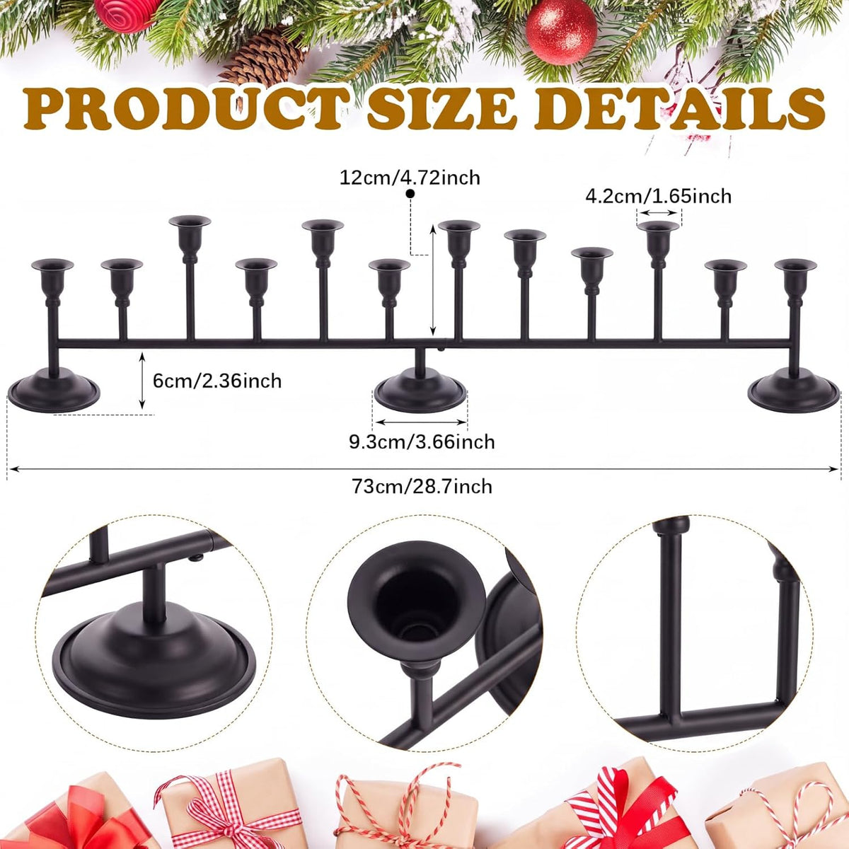 Chengu Black Candelabra 12 Arm Vintage Halloween Candle Holders Centerpiece