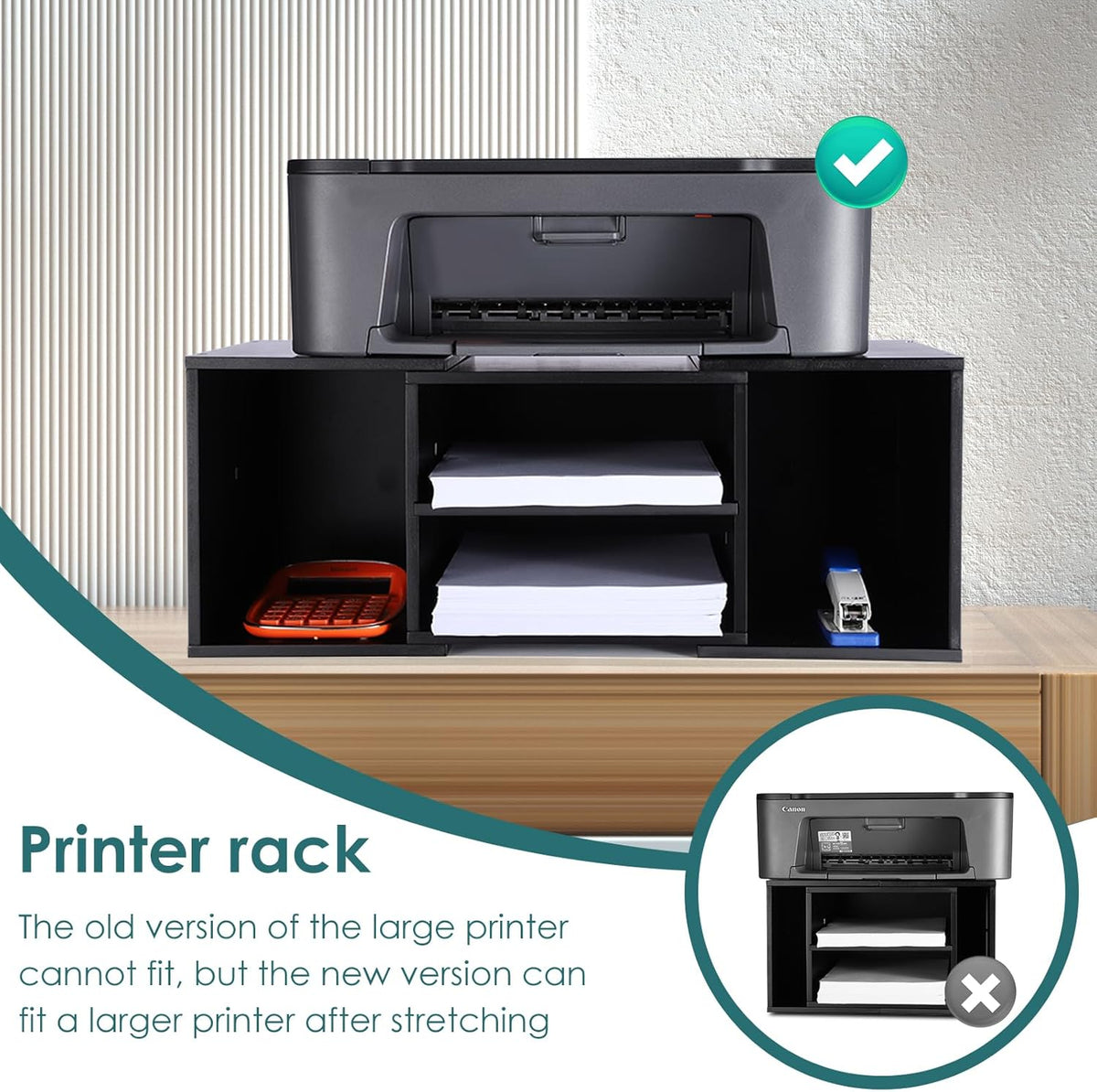 EMERIT Large Printer Stand, Adjustable Printer Table with Storage, 2-Tier Pri...