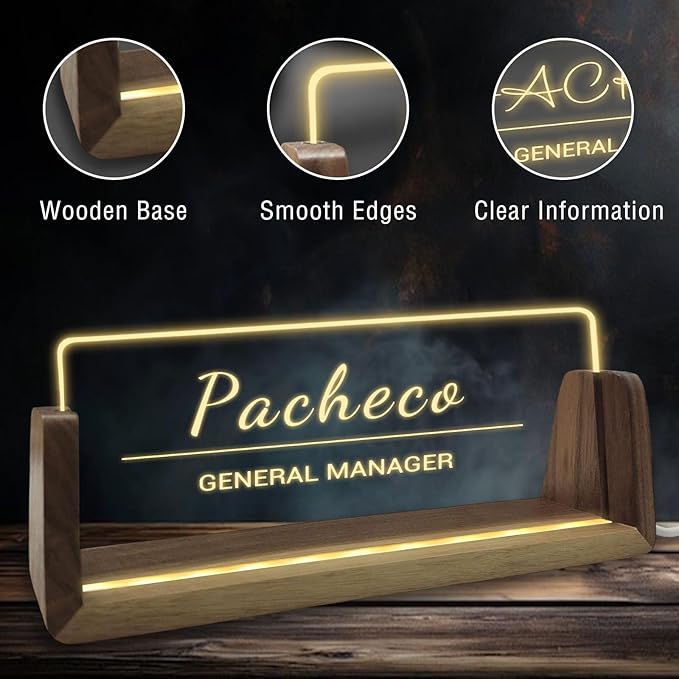 Personalized Light Up Acrylic Desk Name Plate Custom LED Name Plate - Image 4