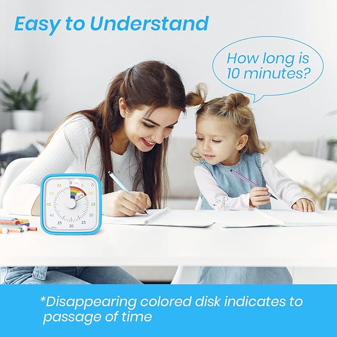 Yunbaoit Visual Timer with Protective Case, Rainbow Disk 60 Minute Countdown - Image 2