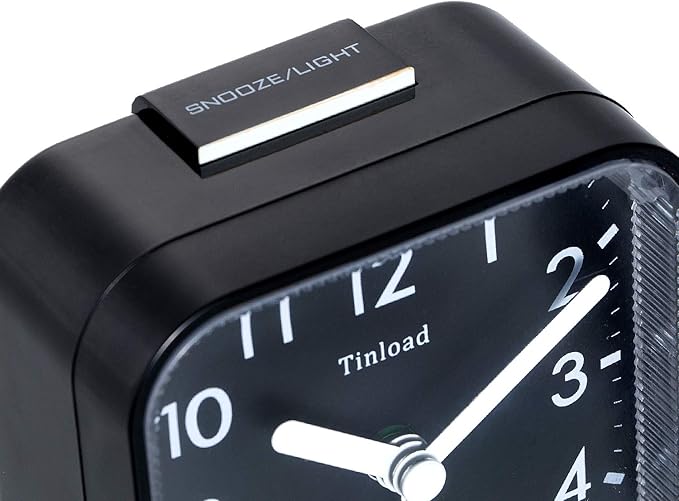 Tinload Small Battery Operated Analog Travel Alarm Clock Silent Non Ticking - Image 3
