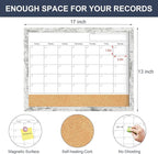 Dry Erase Calendar for Wall, 17x13 Inches Whiteboard Calendar Cork Board Combo - Image 4