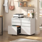 devaise 3 drawer mobile file cabinet, fully assembled, front angle view