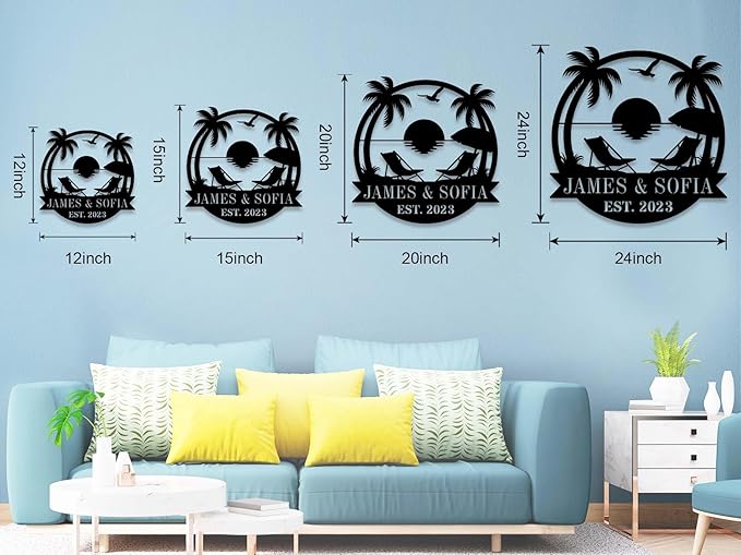 Personalized Beach Metal Monogram Sign, Custom Palm Trees Sign, Outdoor Metal - Image 6