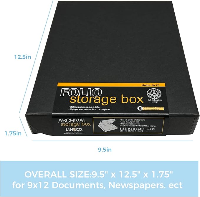 Lineco Archival Folio Storage Box. Metal Edge Archival Boxboard, Clamshell Lid. - Image 2