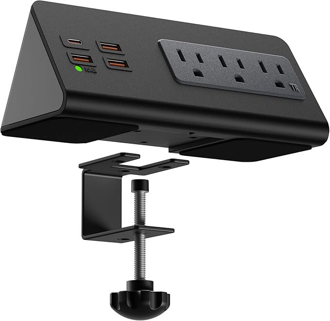 Upgraded, Desk Edge Clamp Mount Power Strips by Emerising