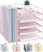 LEKETREE Desk Organizers and Accessories, 5-Tier Paper Letter Tray Organizer by RefinedOfficeEasyManagemen