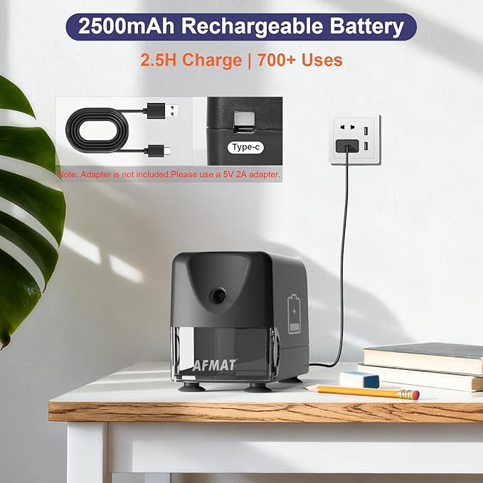 AFMAT Electric Pencil Sharpener, Cordless & Rechargeable, Heavy Duty Classroom - Image 6