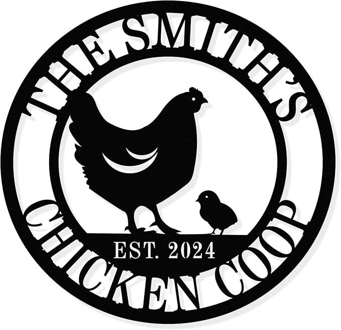Personalized Metal Coop Sign, Custom Chicken Name Sign, Chicken Coop Decor by HYTSIGN