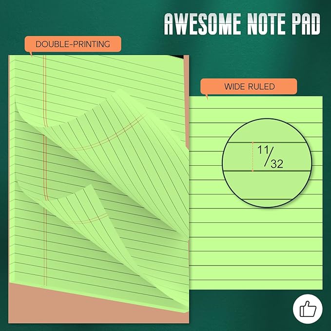 3 Pack Colored Legal Pads 8.5 x 11 Wide Ruled Note Pads, Perforated Lined Paper - Image 3