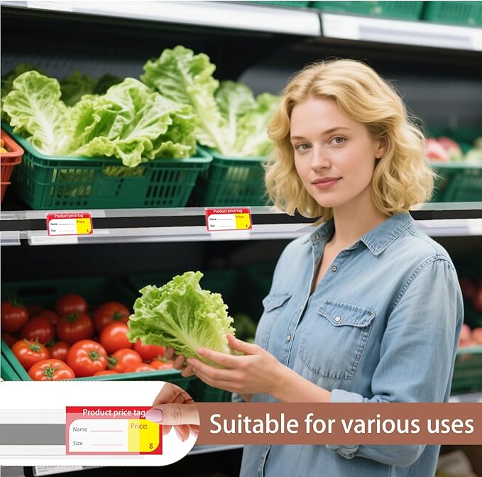 60 Pcs 47.8 x 1.37 Inch Shelf Label Strips Black Clear PVC Ticket Channel Back - Image 5