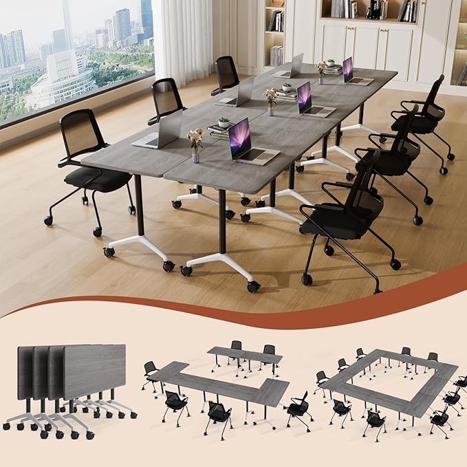 Folding Conference Table 4ft 5ft, Foldable Office Meeting Desk by Unknown
