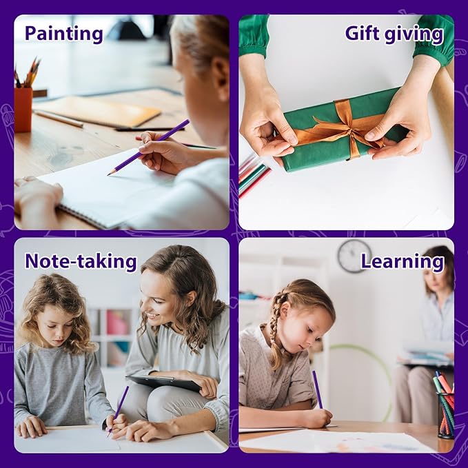 sqzrmdcg 36 PCS Purple Colored Pencils, Pre-sharpened Professional Wooden Art - Image 7