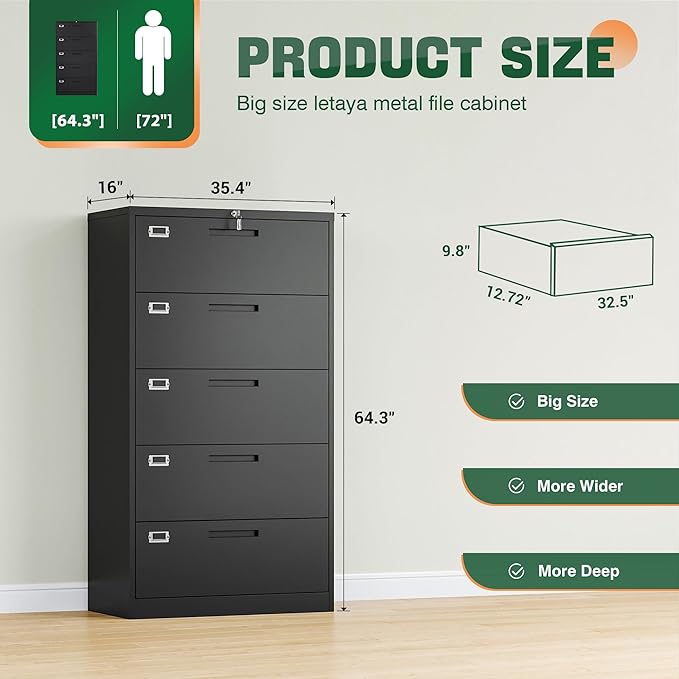 Letaya 5 Drawer File Cabinet - Image 3
